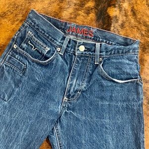 Men's Western Kimes Ranch James Denim Jeans — Sz. 27x34